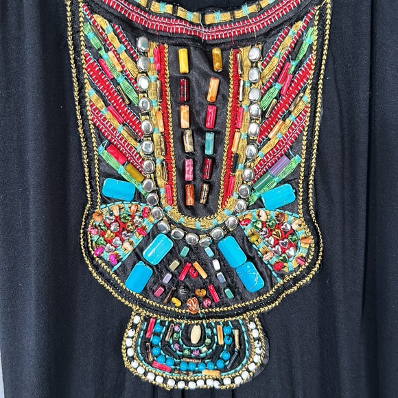 Selects beaded embroidered black dress - Picture 5 of 10